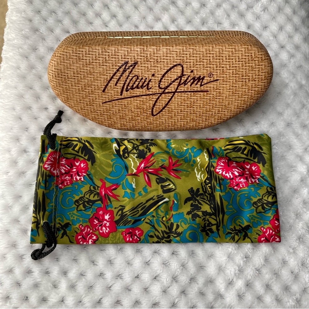 Maui Jim Clamshell-style Large Sunglasses Case & Floral Pouch